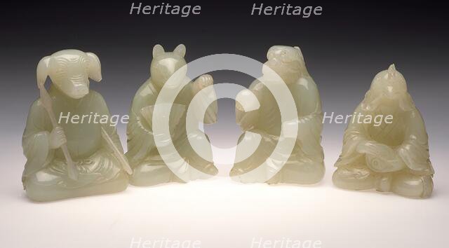 Rabbit, Dragon, Rooster, and Pig from the Animals of the Twelve-Year..., between c.1700 and c.1800. Creator: Unknown.