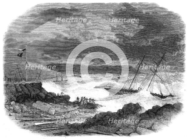 Vessels ashore in Batten Bay, Plymouth Sound, during the late gale, 1865. Creator: Unknown.