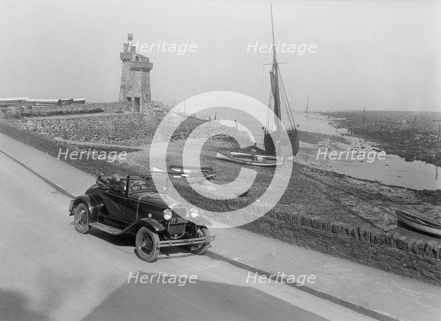 Kitty Brunell's 1930 Ford Model A 2-seater, Lynmouth harbour, Devon, 1931. Artist: Bill Brunell.