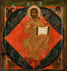 The Saviour Enthroned, 17th century. Creator: Russian icon