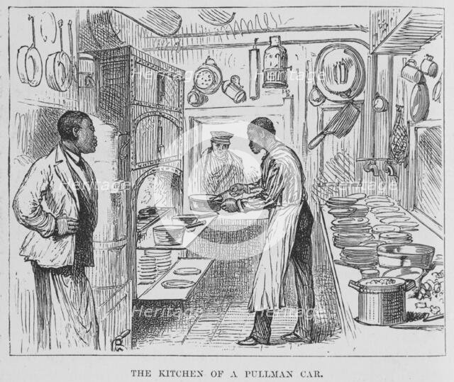 The kitchen of a Pullman car, 1882. Creator: Unknown.