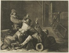 Three Men Struggling in an Interior, n.d. Creator: Jonas Suyderhoef.