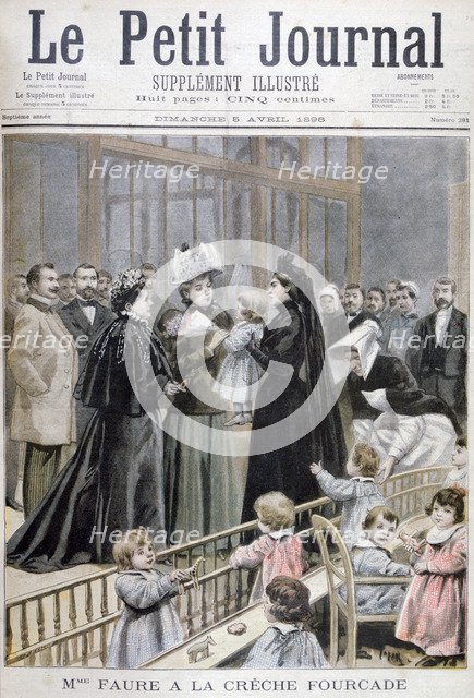 Madame Faure at the Fourcade Creche, France, 1896. Creator: Oswaldo Tofani.