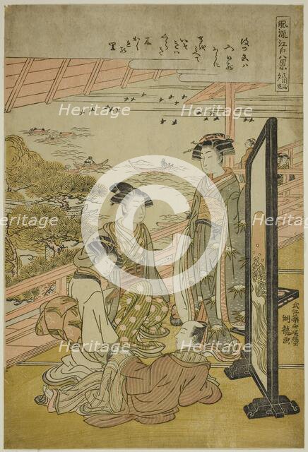 Evening Glow at Matsusaki (Matsusaki no sekisho), c. 1776/81. Creator: Isoda Koryusai.