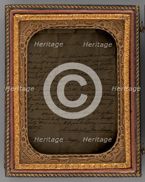 Untitled (Letter from Andrew Jackson, Washington, December 26, 1836), 1870. Creator: Unknown.
