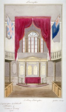 Interior of the Church of St Mary Newington, Newington Butts, Southwark, London, 1825. Artist: Anon