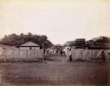 A plague patient being transported on a manually propelled ambulance carriage...,  1896/1897. Creator: Unknown.
