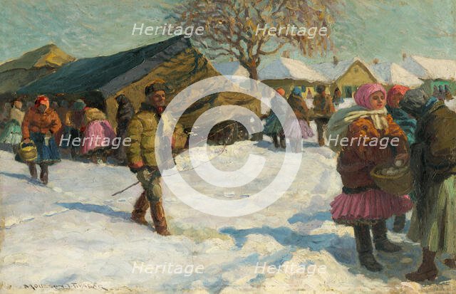 Winter in the village, 1919. Creator: Teodor Jozef Mousson.