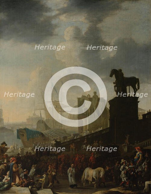 The Climbing of the Capitol with the Grey Horse of the Newly Elected Pope, 1650-1674. Creator: Johannes Lingelbach.