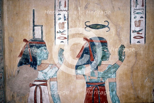 Wallpainting of the goddesses Isis & Neith, Valley of the Queens, Luxor, Egypt, c12th century BC. Artist: Unknown