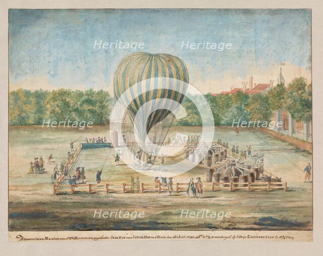 The Launch of Blanchard's Balloon at The Hague in 1785, 1785. Creator: G. Carbentus.