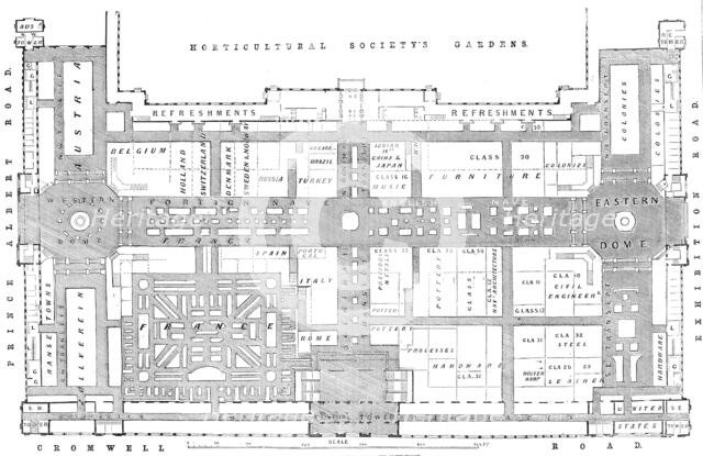 Ground plan of the International Exhibition Building, 1862. Creator: John Dower.