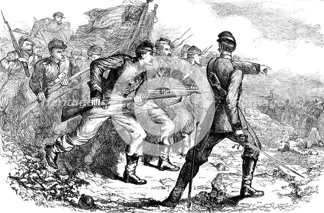 Charge of the Federals at Corinth, American Civil War, (c1880). Artist: Unknown