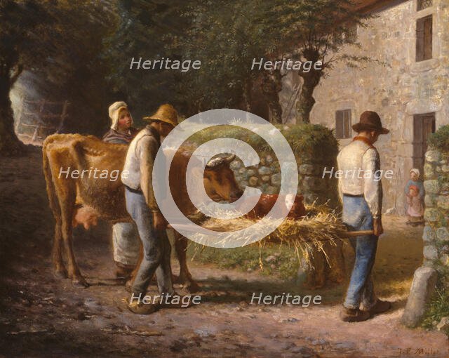 Peasants Bringing Home a Calf Born in the Fields, 1864. Creator: Jean Francois Millet.