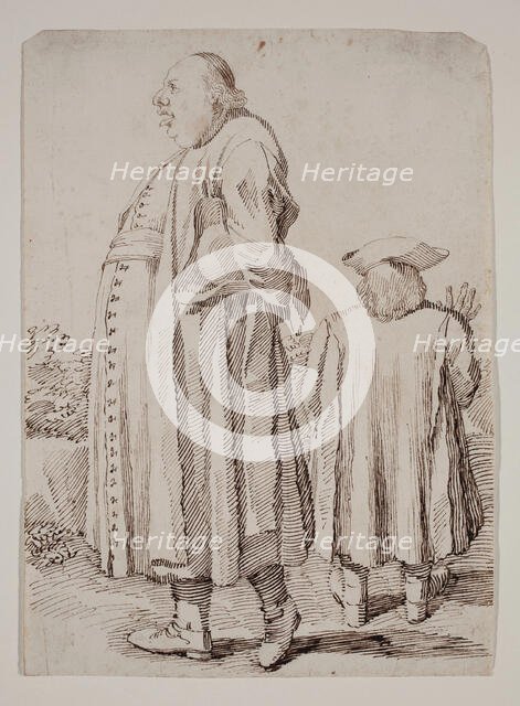 A Priest Walking and a Man Seen From the Back, between 1674 and 1755. Creator: Pier Leone Ghezzi.