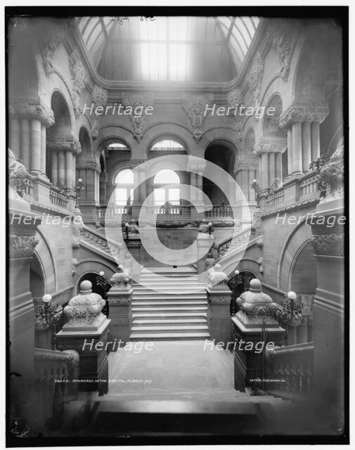 Staircase in the Capitol, Albany, N.Y., between 1901 and 1906. Creator: Unknown.