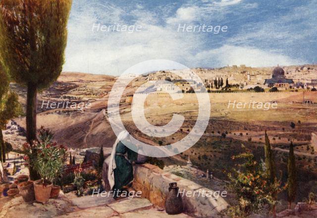 'Jerusalem from  the Mount of Olives where Christ wept over the City', 1902. Creator: John Fulleylove.