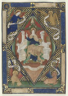 Canon Page from a Missal: Christ in Majesty with Evangelists, c. 1410. Creator: Unknown.