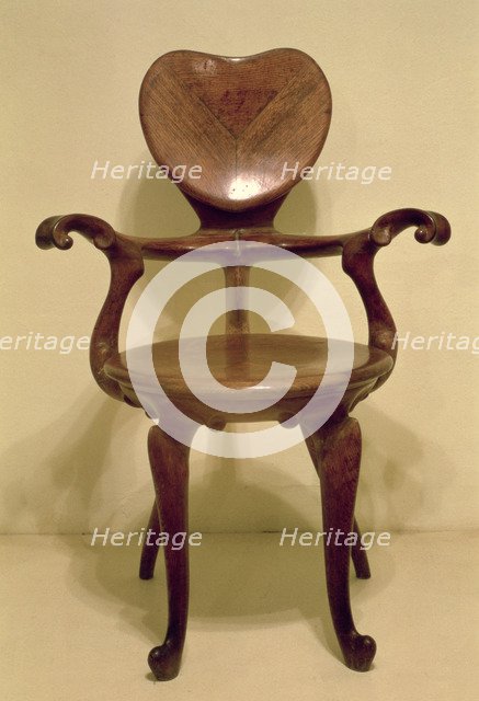 Chair with arms of the desk of the commercial office Calvet House, 1904, designed by Antoni Gaudi.