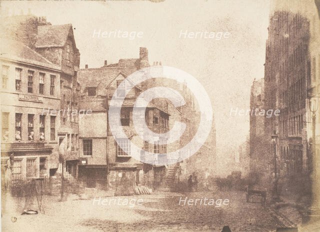 Edinburgh. The High Street with John Knox's House, 1843-47. Creators: David Octavius Hill, Robert Adamson, Hill & Adamson.
