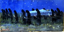 Funerary procession at night', by Modest Urgell.