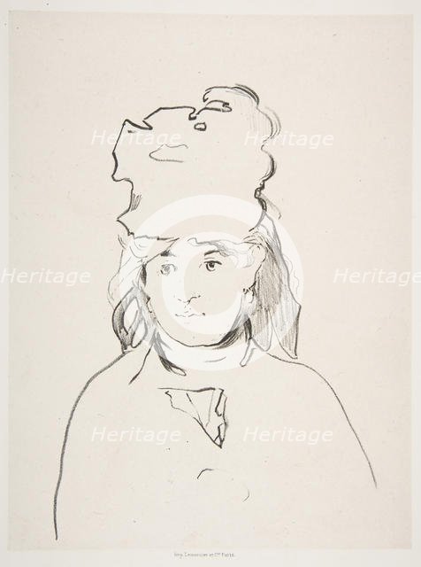 Berthe Morisot (in silhouette), 1872-74, published 1884. Creator: Edouard Manet.