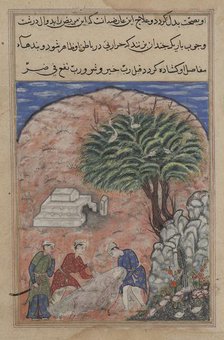 Page from Tales of a Parrot (Tuti-nama): Twentieth night: The suitors take..., c. 1560. Creator: Unknown.