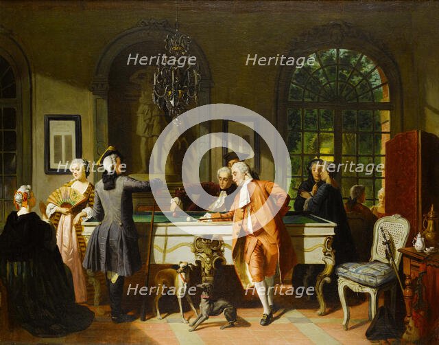 The billiard game, Mid of the 19th cen. Creator: Carolus, Jean (1814-1897).