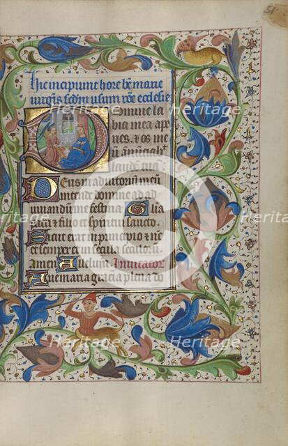 Initial D: The Annunciation; Book of Hours, about 1450-1455. Creator: Master of the Lee Hours.