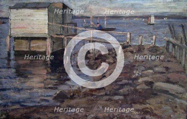 Bathing Hut at the Beach, Undated. Creator: Fredrik Jonas Lucian Botfield Collett.