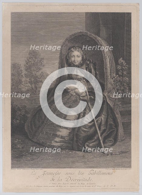 Youth under the clothing of decrepitude (La jeunesse sous les habillements de la décrépitu..., 1751. Creator: Renée Elizabeth Marlie Lépicié.