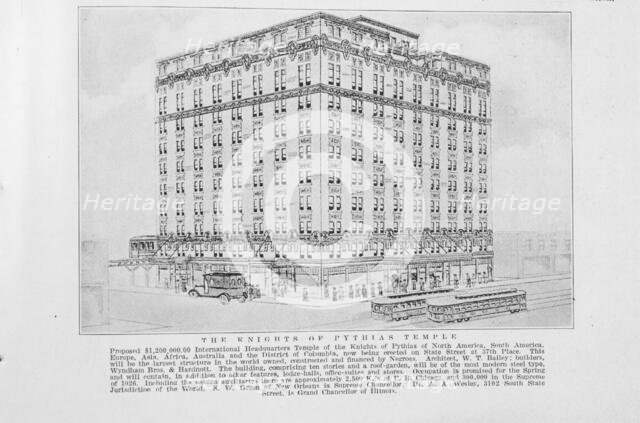 The Knights of Pythias Temple; Propose $ 1,200.000.00 International Temple of the Knights..., 1925. Creator: Unknown.