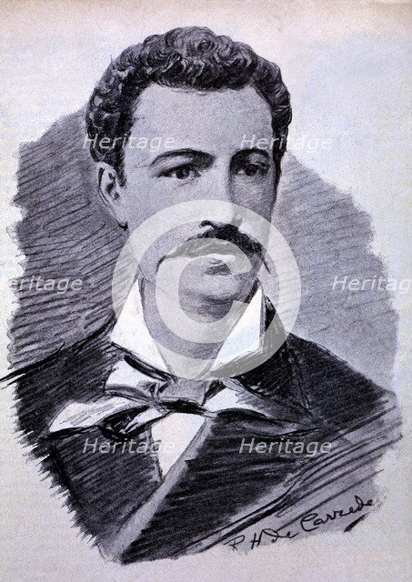 Juan Montalvo (1833-1889), Ecuadorian writer, drawing by R.H. Caviedes, 1896.