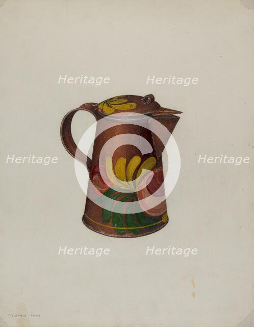 Toleware Syrup Pot, c. 1941. Creator: Mildred Ford.