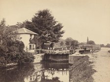 Lock-Keeper's Cottage and Lock Gates, 1850s. Creator: Unknown.