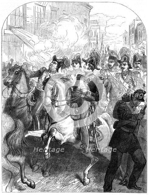 The attempt to assassinate King Louis Philippe of France, Paris, 1835. Artist: Unknown
