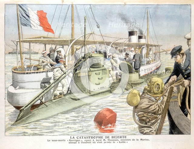 'Korrigan', French navy submarine, 1906. Artist: Unknown