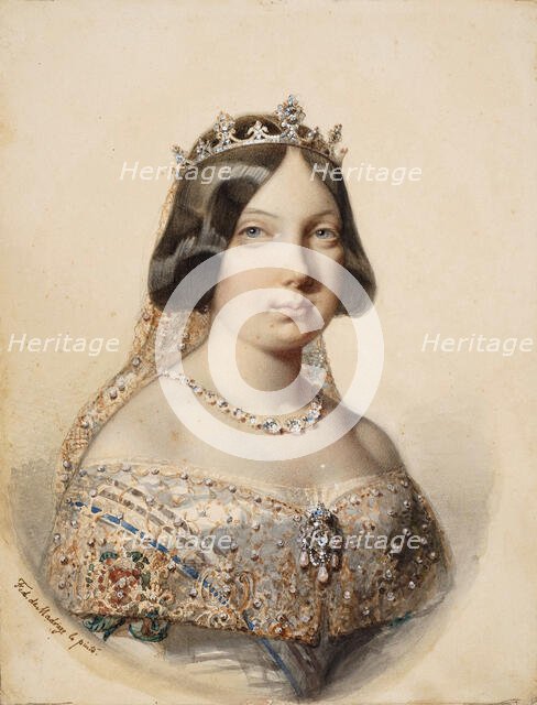 Portrait of Isabella II of Spain (1830-1904), c1844-1850. Creator: Madrazo y Kuntz, Federico de (1815-1894).