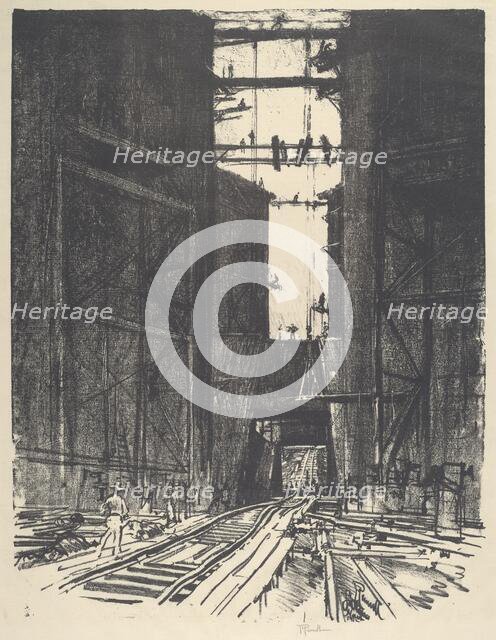 At the Bottom of Gatun Lock, 1912. Creator: Joseph Pennell.