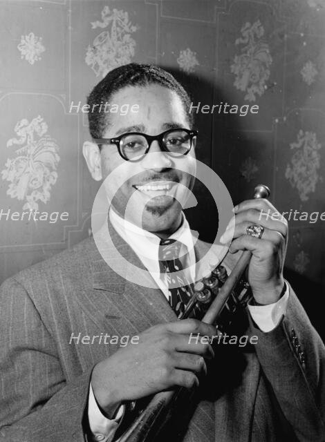 Portrait of Dizzy Gillespie, Famous Door, New York, N.Y., ca. June 1946. Creator: William Paul Gottlieb.