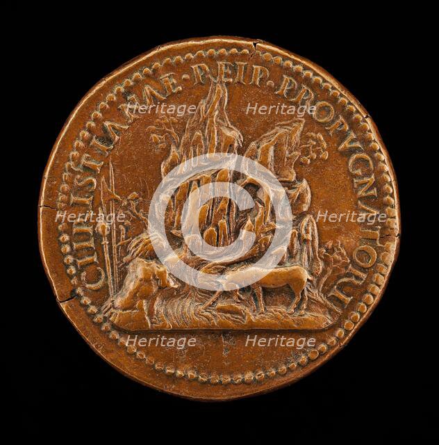 Unicorn Before a High Rock [reverse], second half 16th century. Creator: Unknown.