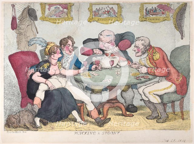 Plucking a Spoony, February 28, 1812., February 28, 1812. Creator: Thomas Rowlandson.