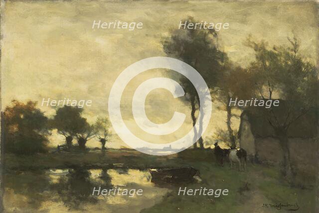 Landscape with a farm near a pond, 1870-1903. Creator: Jan Hendrik Weissenbruch.