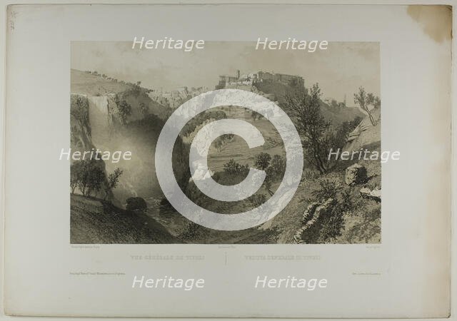 General View of Tivoli, plate seventeen from Italie Monumentale et Pittoresque, c. 1848. Creators: Eugene Ciceri, Nicolas-Marie-Joseph Chapuy.
