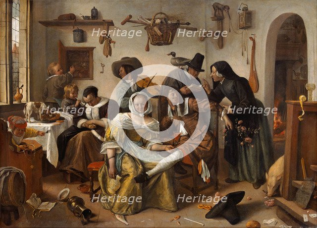 The Topsy-Turvy World (In Weelde Siet Toe), 1663. Artist: Steen, Jan Havicksz (1626-1679)