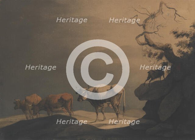 Cows and a Goat in a Landscape, 1774. Creator: Attributed to Jean Pillement.