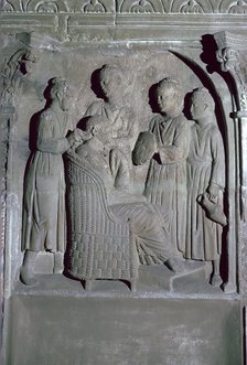 Depiction of Roman women's hair dressing on an altar. Artist: Unknown