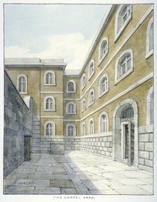 The chapel yard in Newgate Prison, Old Bailey, Newgate Prison, Old Bailey, City of London, 1840. Artist: Frederick Nash