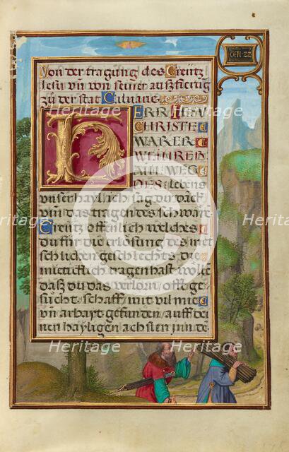 Border with Abraham and Isaac; Prayer Book of Cardinal Albrecht of Brandenburg, about 1525-1530. Creator: Simon Bening.