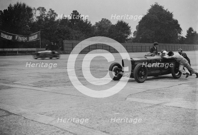 Coppa Florio type Sunbeam of EL Bouts, Surbiton Motor Club race meeting, Brooklands, Surrey, 1928. Artist: Bill Brunell.